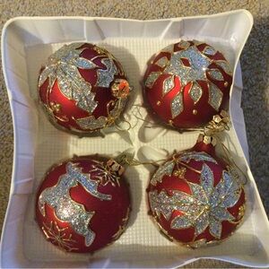 Elegant Red and Silver Holiday Ornaments